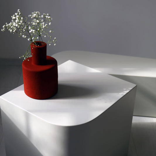 All Red Concrete Vase
